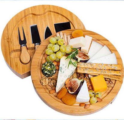 Công cụ pizza bằng gỗ đặt cho Logo tùy chỉnh bền Charcuterie Board hình tròn
