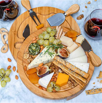 Công cụ pizza bằng gỗ đặt cho Logo tùy chỉnh bền Charcuterie Board hình tròn