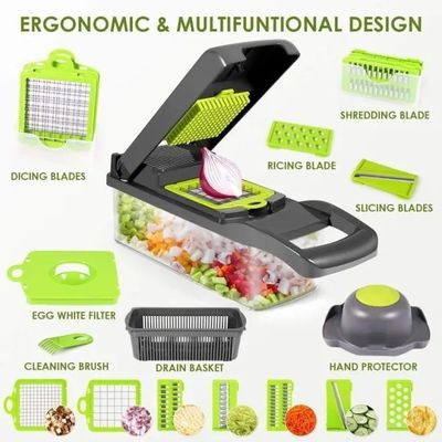 15 trong 1 Multifunctional Vegetable Chopper Nhà bếp Manual Chopper với Logo tùy chỉnh