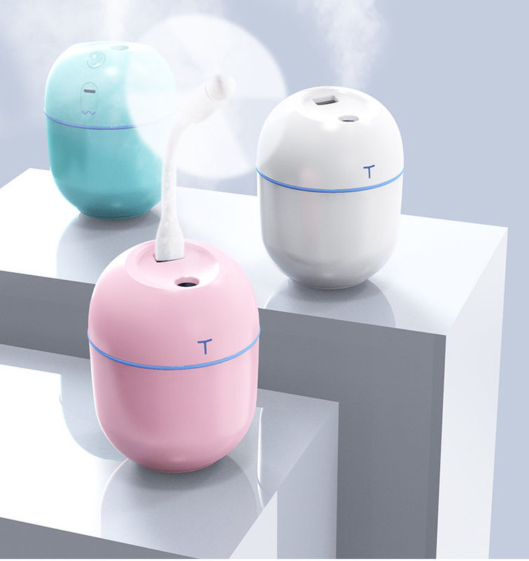 Máy làm ẩm không khí siêu âm di động 220ml với đèn đêm LED và bộ khuếch tán mùi USB