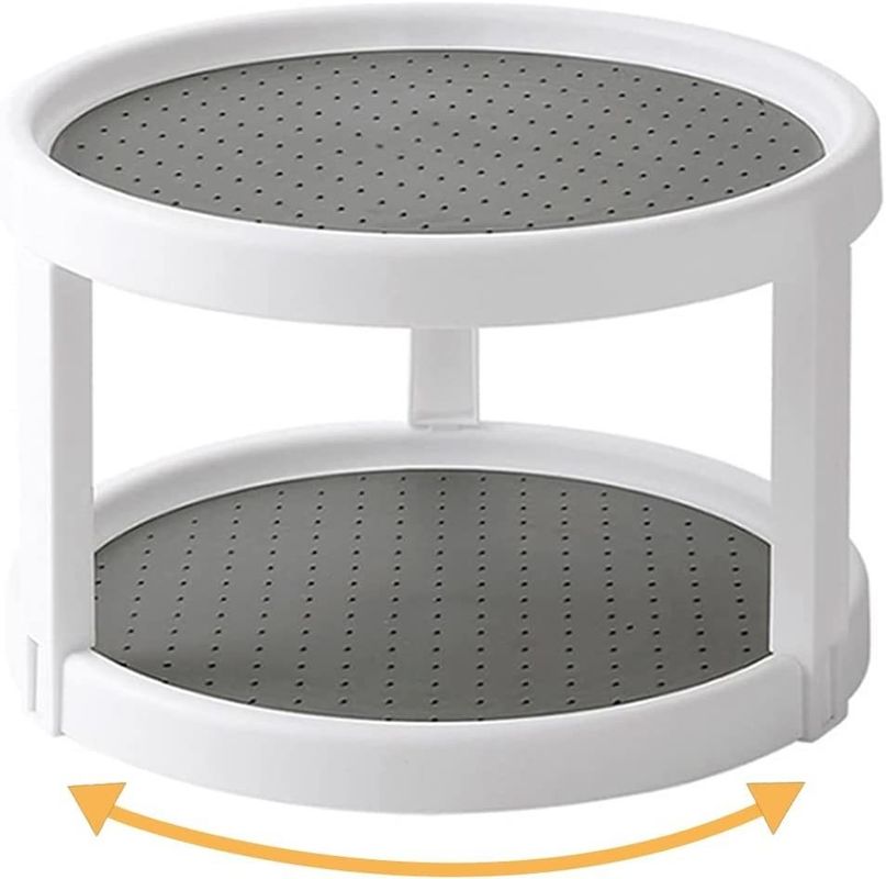 2 lớp gia vị nhà bếp Cửa hàng lưu trữ xoay để dễ dàng truy cập vào gia vị và đồ vệ sinh