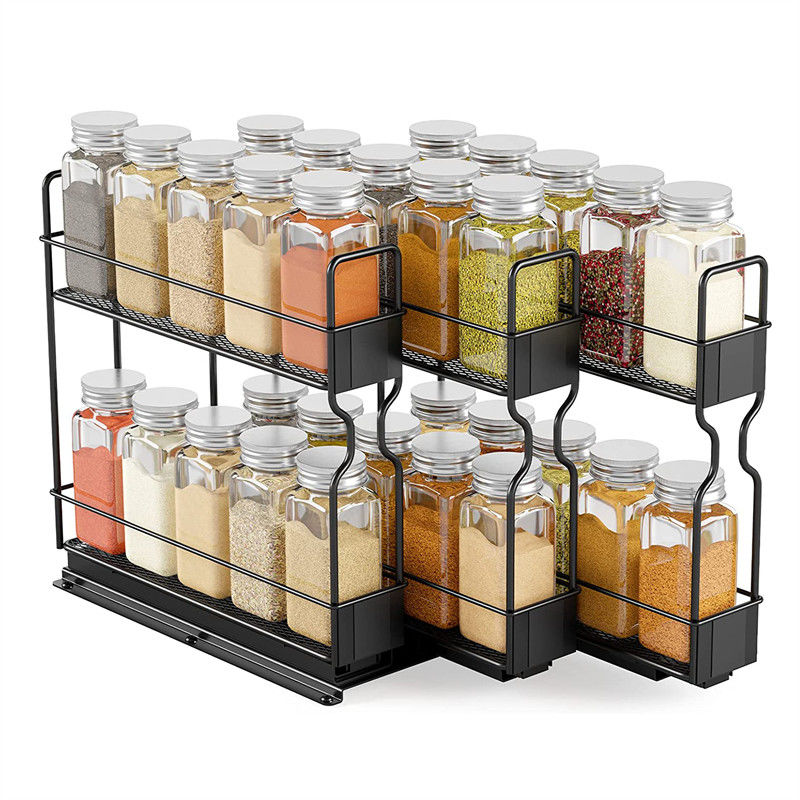 Tổ chức phòng tắm của bạn hiệu quả với 2 lớp trượt kéo ra Spice Rack Organizer