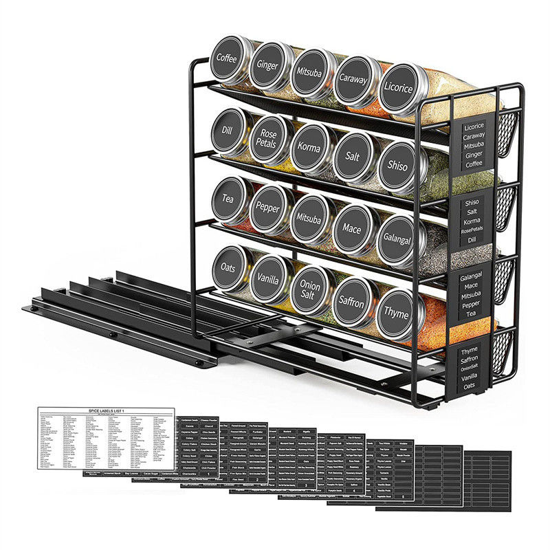 25.6*13*26cm Đen bếp trượt đường sắt gia vị rack nhiều lớp lưu trữ sắt tổ chức
