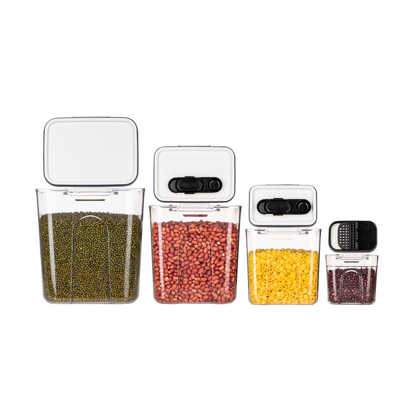 Đứng loại nhà bếp PET hộp chứa thực phẩm nhựa minh bạch kín không khí 4pc Set