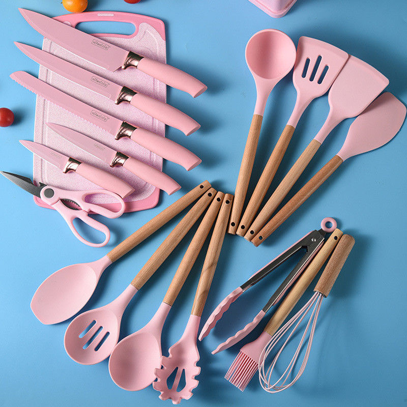 19 Pcs Cây tay cầm Silicone dụng cụ bếp đặt cho các công cụ nấu ăn và nhà hàng cung cấp