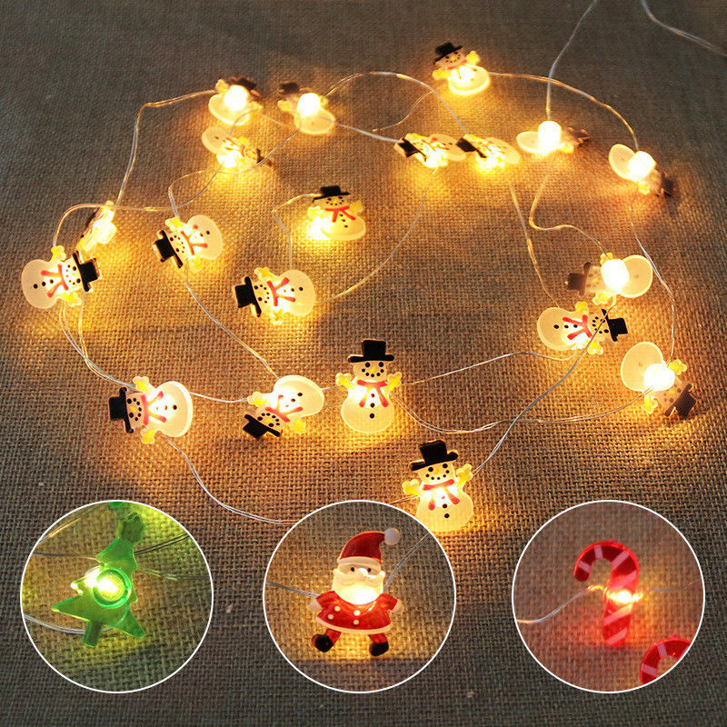 Santa Claus Scepter Bông tuyết Vòng vớ Elk Đèn đèn dây LED cho trang trí Giáng sinh cổ tích