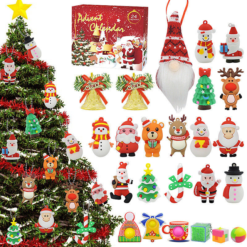 24pcs Christmas Advent Calendar Blind Box Cartoon Fidget Squishy Toy cho trẻ em