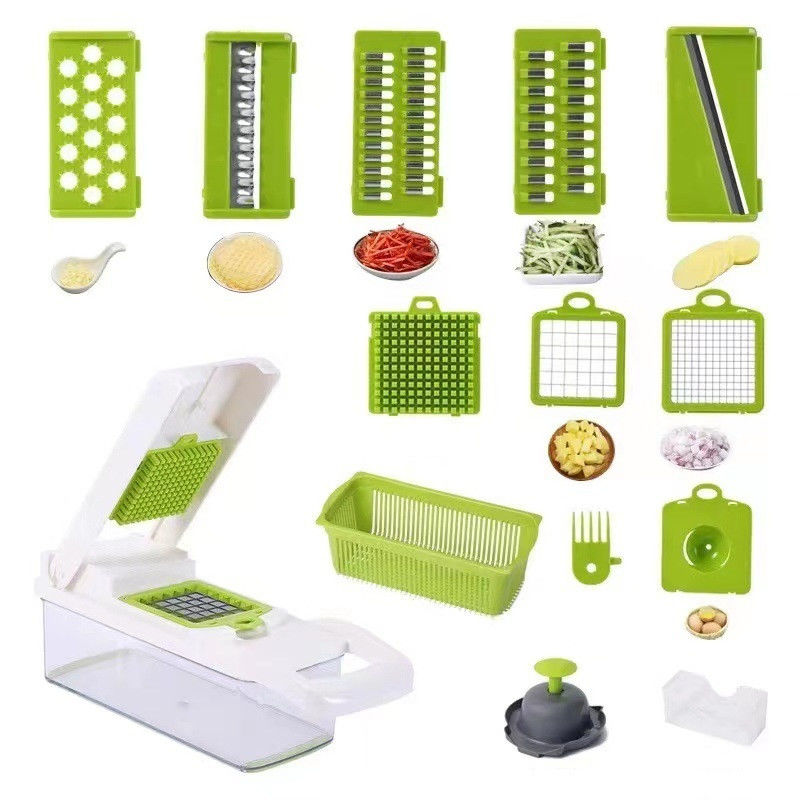 Các công cụ rau quả bán chạy nhất phụ kiện nhà bếp 12 trong 1 thực phẩm Dicer Chiếc cắt hành tây