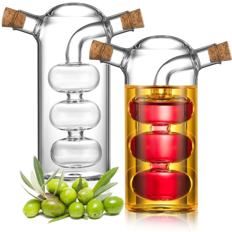 Clear Glass Bubble Pot 2-in-1 Thùng bếp để tách ấm và chai Cruet Set