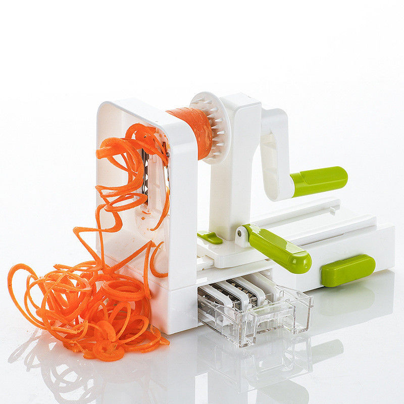 Rotary rau quả Grater 5 In 1 đa nhà bếp tay cắt ruy băng Spiral slicer