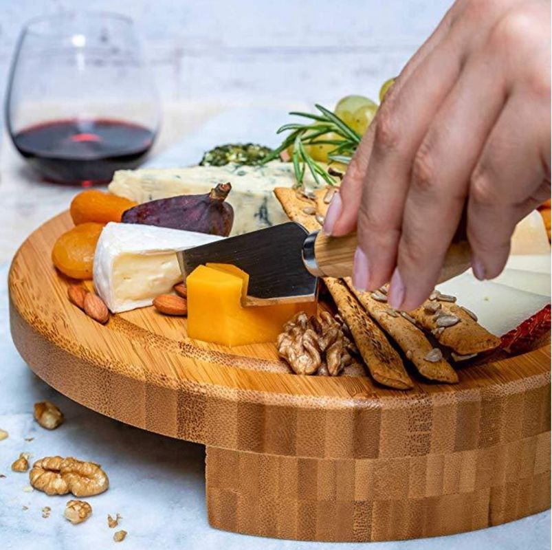22.5 * 22,5 * 3,5cm Bamboo gỗ pho mát bảng Set cho OEM / ODM hỗ trợ